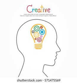 Creative light bulb and gear abstract vector design banner template. 