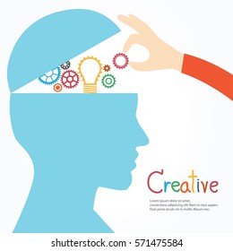 Creative light bulb and gear abstract vector design banner template. 