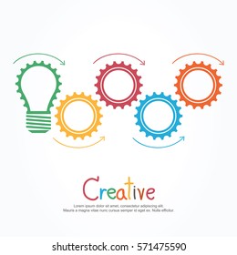 Creative light bulb and gear abstract vector design banner template. 