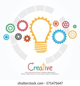 Creative light bulb and gear abstract vector design banner template. 