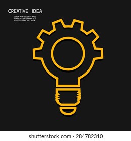 Creative light bulb with gear concept , idea concept. Vector Illustration