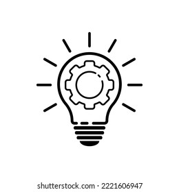 Diseño creativo de lámparas y engranajes. Concepto de negocio para el efecto de salpicadura de ideas de innovación, invención, inspiración, pensamiento y solución.Ilustración vectorial.
