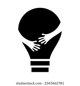 creative light bulb and hand logo