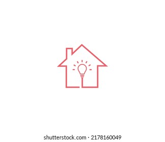 Creative Light Bulb In The House or Home Logo Design Vector Symbol illustration.