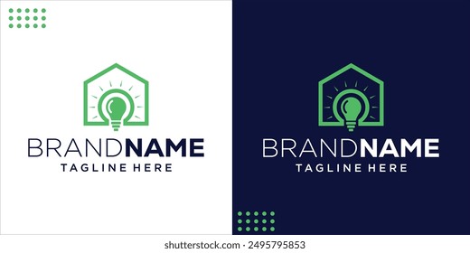Creative Light Bulb and House Logo, Design Inspiration, Illustration, Vector