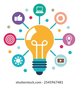 Diseño creativo del icono de la bombilla que representa la conectividad y la innovación
