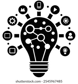 Creative Light Bulb Icon Design Representing Connectivity and Innovation