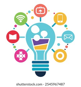 Creative Light Bulb Icon Design Representing Connectivity and Innovation