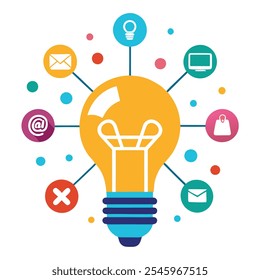Design criativo do ícone da lâmpada que representa conectividade e inovação