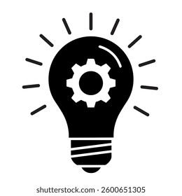 Creative Light Bulb Icon with Gear Symbolizing Innovative Ideas and Settings for Design Projects