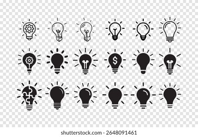 Creative Light Bulb Icon Set, Innovation and Idea Symbols Collection, vector illustration eps 10.