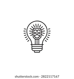 Creative light bulb icon with surprised face illustration design