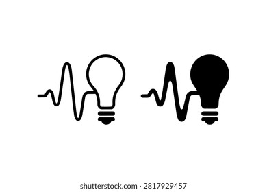 Creative light bulb icons with sound wave elements in simplistic design.