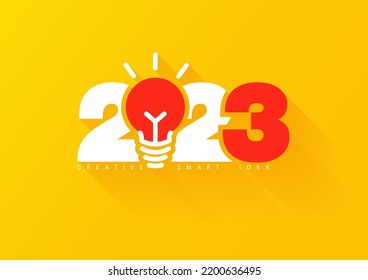Creative light bulb idea 2023 new year design, Vector illustration modern layout template