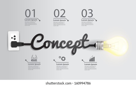 Creative light bulb idea abstract infographic, Inspiration concept modern design template workflow layout, diagram, step up options, Vector illustration