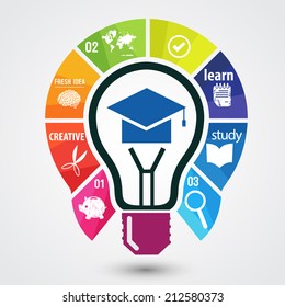 Creative light bulb idea abstract infographic, Inspiration concept modern design template workflow layout, diagram, step up options, Vector illustration