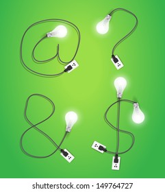 Creative light bulb idea alphabet design, Vector illustration modern template
