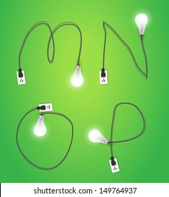 Creative light bulb idea alphabet design, Vector illustration modern template ( m n o p )