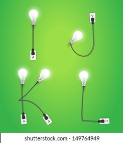 Creative light bulb idea alphabet design, Vector illustration modern template ( i j k l )