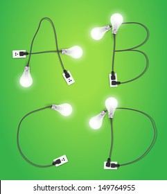 Creative light bulb idea alphabet design, Vector illustration modern template ( a b c d )