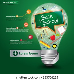 Creative light bulb idea with back to school concept, Vector illustration template design