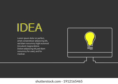 Creative light bulb idea banner business start up ideas concept design, With laptop computer PC