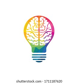 Creative light bulb idea brain vector icon.