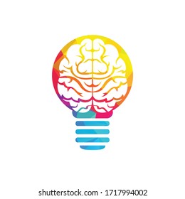 Creative light bulb idea brain vector icon. 