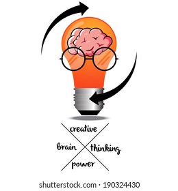 Creative light bulb idea with brain