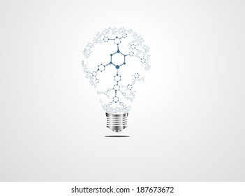Creative light bulb idea with chemistry and science icon education concept, Vector illustration