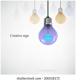 Creative light bulb Idea concept background, design for poster flyer cover brochure ,business idea ,abstract background.vector illustration