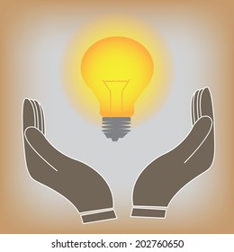 Creative light bulb Idea concept with businessman hand on background,design for poster flyer cover brochure,education concept ,business idea .vector illustration
