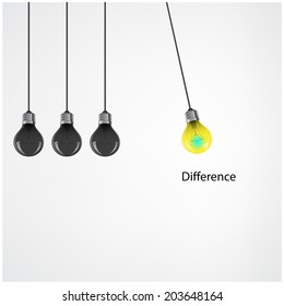 Creative light bulb Idea concept background,difference concept .Vector illustration