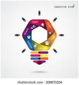Creative light bulb Idea concept background ,design for poster flyer cover brochure ,business idea ,education background.vector illustration 