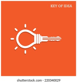 Creative light bulb idea concept with padlock symbol. Key of idea. Business ideas.Vector illustration.