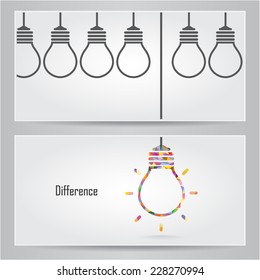 Creative light bulb Idea concept banner background. Different banner concept .Vector illustration