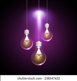 Creative light bulb Idea concept background, design for poster flyer cover brochure ,business idea ,purple abstract background.vector illustration 