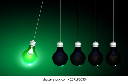 Creative light bulb Idea concept background, design for poster flyer cover brochure ,business idea, green abstract background.vector illustration 