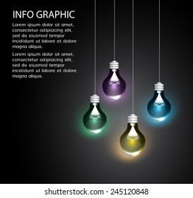 Creative light bulb Idea concept background, design for poster flyer cover brochure ,business idea ,abstract background.vector illustration. text box