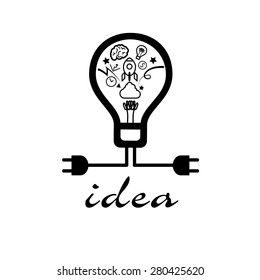 Creative light bulb with idea concept.