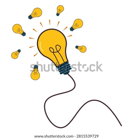 Creative Light Bulb Idea Concept with Glowing Inspiration and Floating Bulb Icons Isolated on White Background – Innovation, Brainstorming and Smart Thinking Vector Illustration