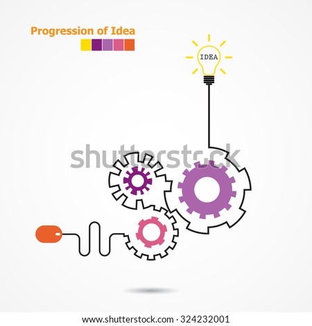 Creative light bulb idea concept and computer mouse symbol. Progression of idea concept. Business, education and industrial idea. Vector illustration