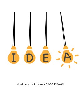 creative light bulb Idea concept,business idea. Pendulum with ligt bulb. Stock vector illustration isolated on white background.