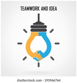 Creative light bulb Idea and handshake sign concept background design for poster flyer cover brochure ,business idea ,abstract background.vector illustration contains gradient mesh.