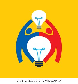 Creative light bulb Idea and handshake sign concept