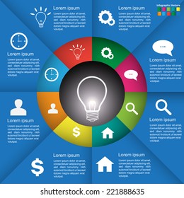 Creative Light Bulb Idea Infographic, Business Idea Concept, Creative Light Bulb and Text Information Design. Vector Illustration.