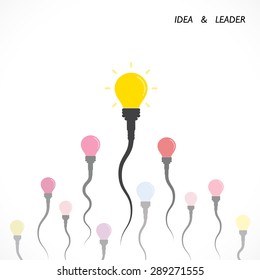 Creative light bulb idea and leader concept. Competition and strong sperm symbol ,business concept .Vector illustration