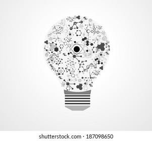 Creative light bulb idea medical DNA with chemistry and science icon education concept, Vector illustration.