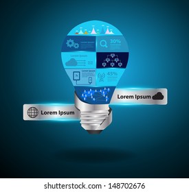Creative light bulb idea with modern technology business networking process diagram concept idea, Vector illustration modern template design