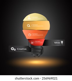 Creative light bulb idea with number banners template step up options design, Vector illustration